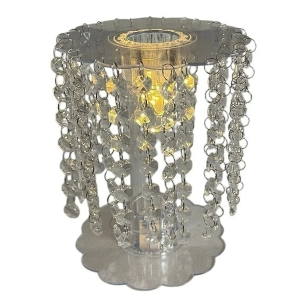 Clear Acrylic Beaded Chandelier Cake Stand with LED Lights 8